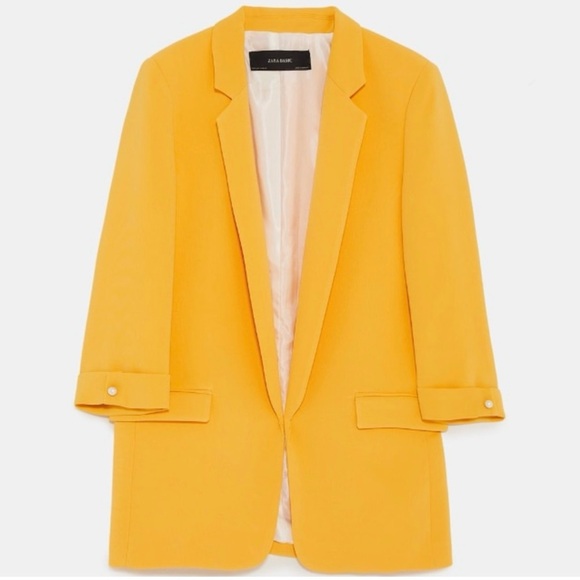 Zara Jackets & Blazers - Zara Basic Golden Yellow Long Blazer sz XL